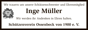 Todesanzeige von Inge Müller von SYK