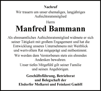 Todesanzeige von Manfred Bammann von SYK