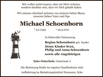 Todesanzeige von Michael Schoenborn von SYK