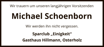 Todesanzeige von Michael Schoenborn von SYK