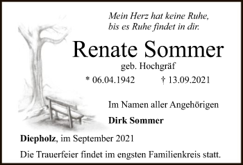 Todesanzeige von Renate Sommer von SYK