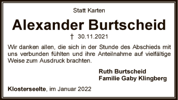 Todesanzeige von Alexander Burtscheid von SYK
