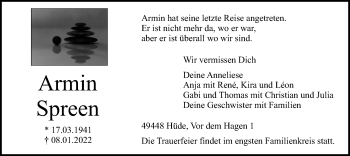 Todesanzeige von Armin Spreen von SYK