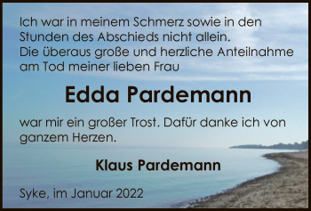 Todesanzeige von Edda Pardemann von SYK