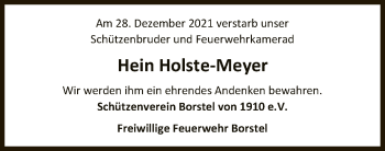 Todesanzeige von Hein Holste-Meyer von SYK