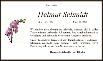 Todesanzeige von Helmut Schmidt von SYK