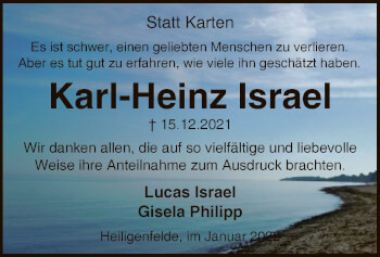 Todesanzeige von Karl-Heinz Israel von SYK