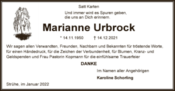 Todesanzeige von Marianne Urbrock von SYK