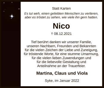 Todesanzeige von Nico  von SYK