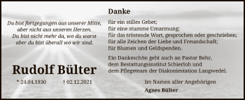 Todesanzeige von Rudolf Bülter von SYK