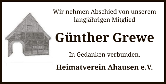 Todesanzeige von Günther Grewe von SYK