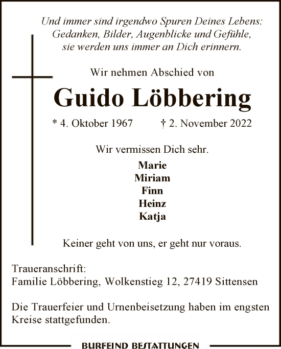 Todesanzeige von Guido Löbbering von SYK