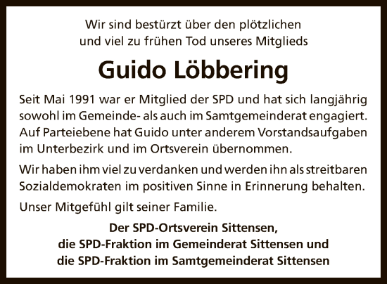 Todesanzeige von Guido Löbbering von SYK