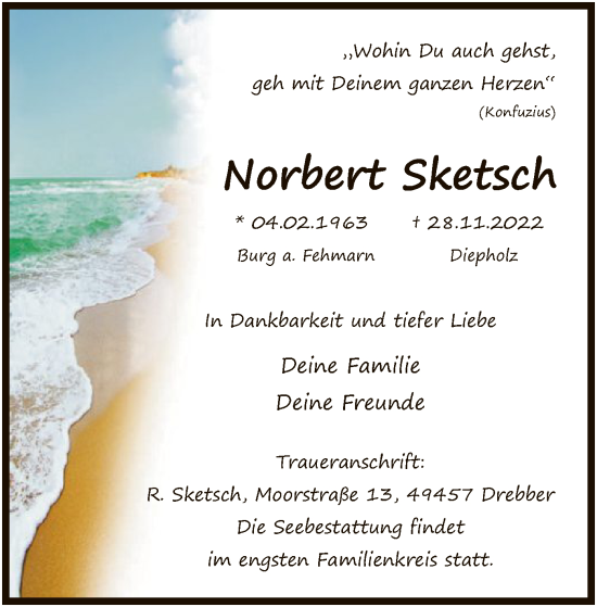 Todesanzeige von Norbert Sketsch von SYK