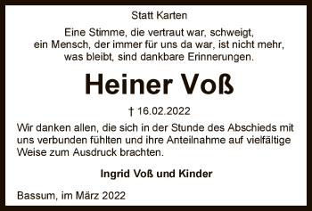 Todesanzeige von Heiner Voß von SYK