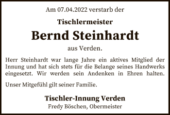 Todesanzeige von Bernd Steinhardt von SYK