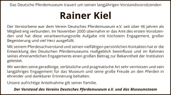 Todesanzeige von Rainer Kiel von SYK