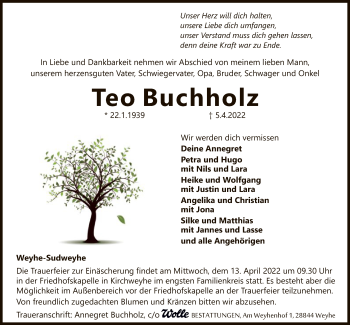 Todesanzeige von Teo Buchholz von SYK