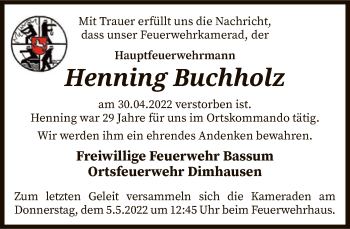 Todesanzeige von Henning Buchholz von SYK