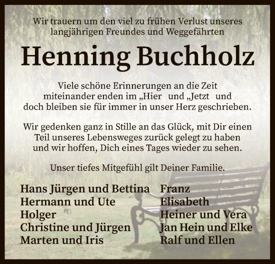 Todesanzeige von Henning Buchholz von SYK