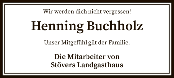 Todesanzeige von Henning Buchholz von SYK