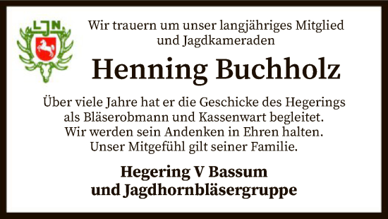 Todesanzeige von Henning Buchholz von SYK