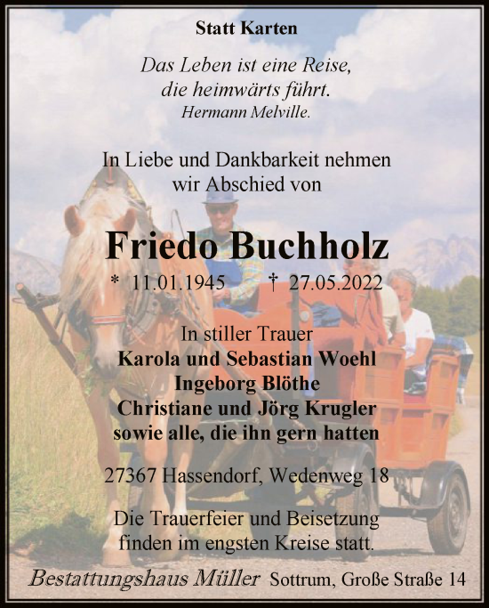 Todesanzeige von Friedo Buchholz von SYK
