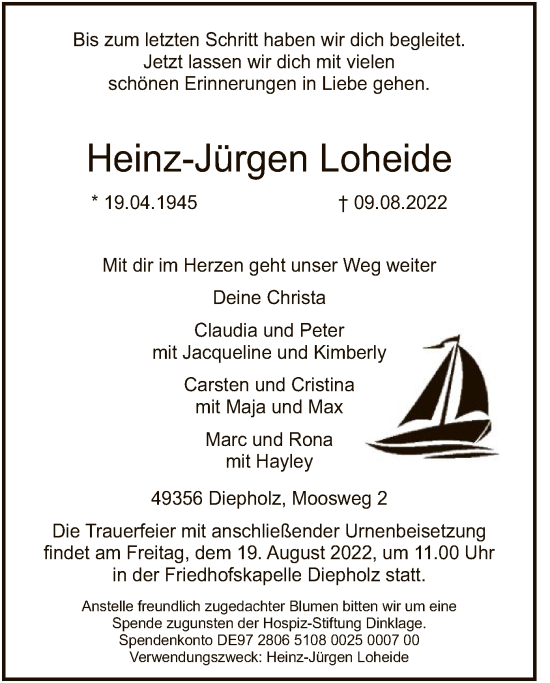 Todesanzeige von Heinz-Jürgen Loheide von SYK