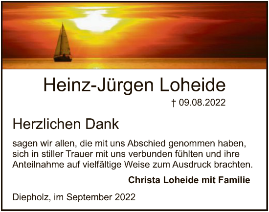 Todesanzeige von Heinz-Jürgen Loheide von SYK