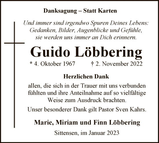 Todesanzeige von Guido Löbbering von SYK