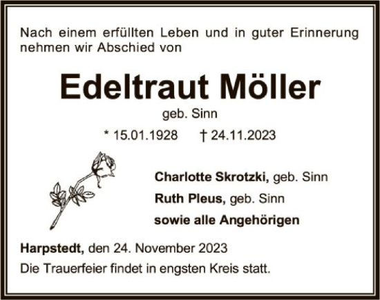 Todesanzeige von Edeltraut Möller von SYKSYK