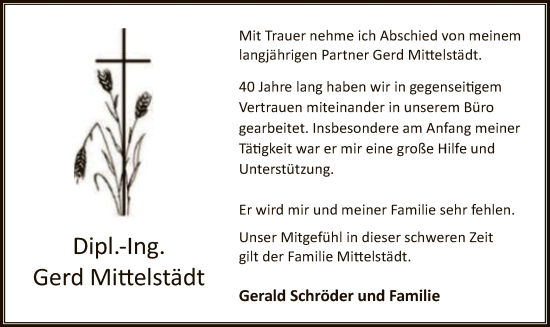 Todesanzeige von Gerd Mittelstädt von SYK
