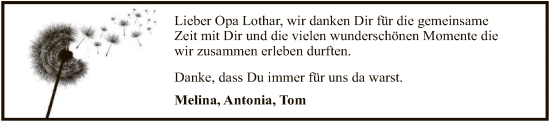 Todesanzeige von Lothar  von SYK