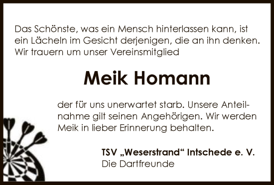 Todesanzeige von Meik Homann von SYK