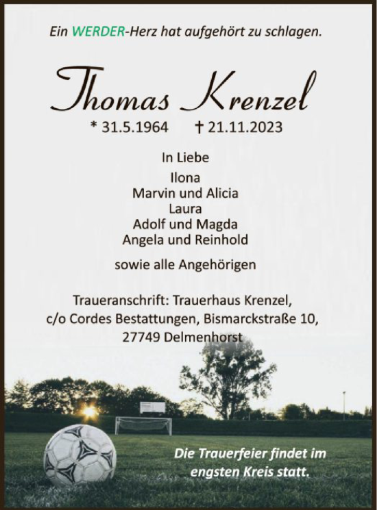 Todesanzeige von Thomas Krenzel von SYK