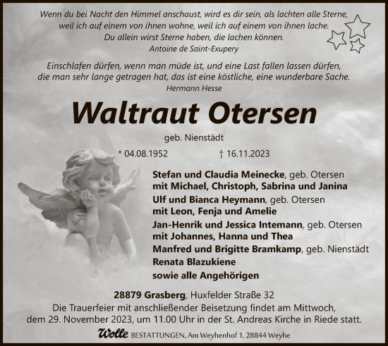 Todesanzeige von Waltraut Otersen von SYK