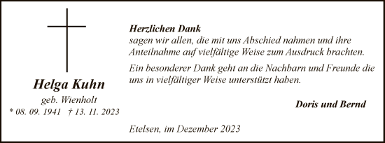 Todesanzeige von Helga Kuhn von SYK