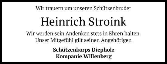 Todesanzeige von Heinrich Stroink von SYK