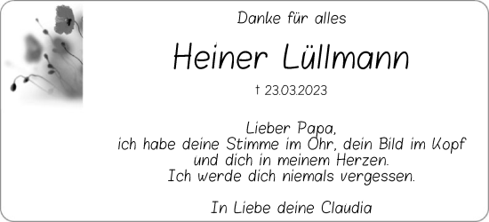 Todesanzeige von Heiner Lüllmann von SYK