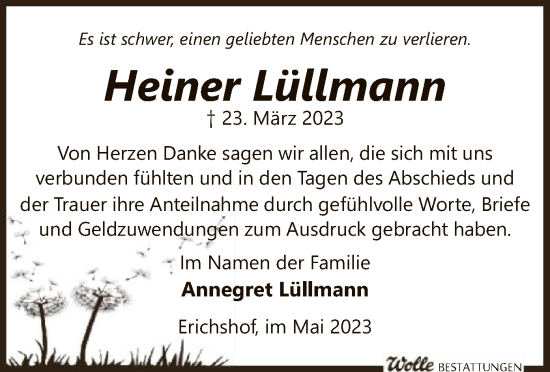 Todesanzeige von Heiner Lüllmann von SYK