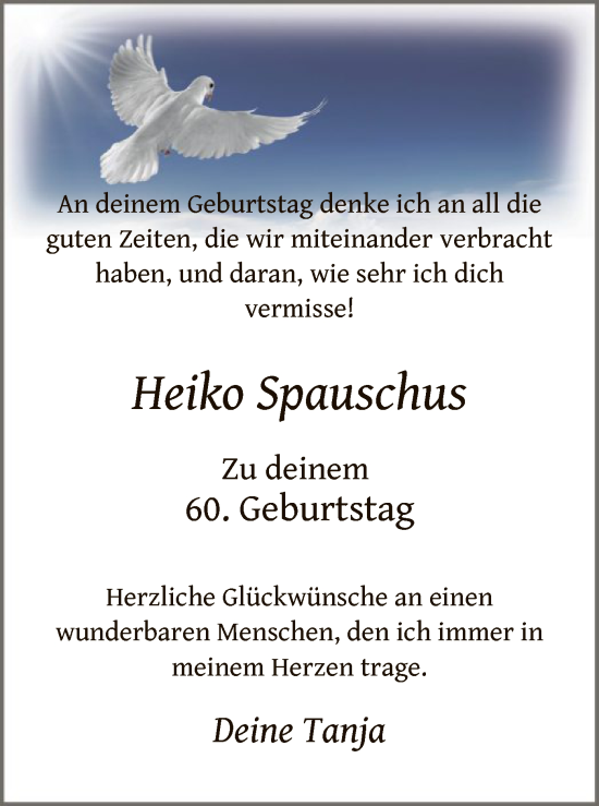 Todesanzeige von Heiko Spauschus von SYK