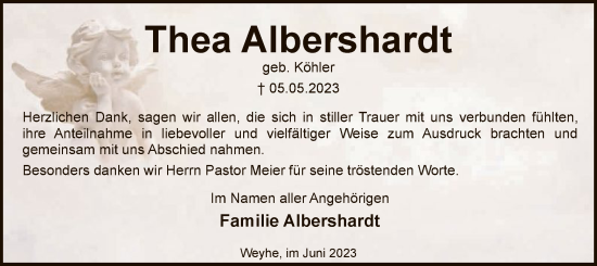 Todesanzeige von Thea Albershardt von SYK