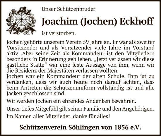 Todesanzeige von Joachim  Eckhoff von SYK
