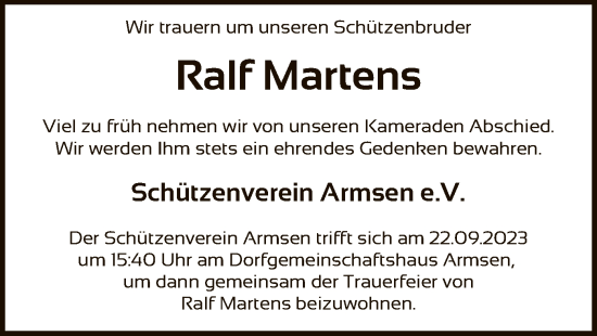 Todesanzeige von Ralf Martens von SYK