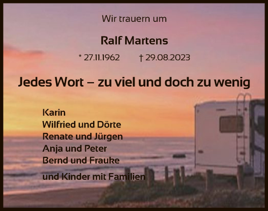 Todesanzeige von Ralf Martens von SYK