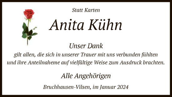Todesanzeige von Anita Kühn von SYK