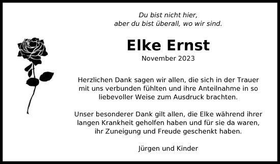 Todesanzeige von Elke Ernst von SYK