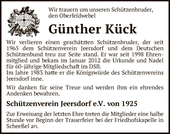 Todesanzeige von Günther Kück von SYK