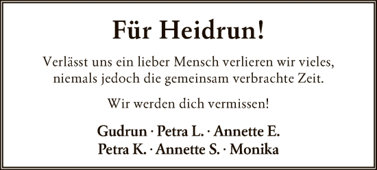 Todesanzeige von Heidrun  von SYK