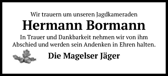 Todesanzeige von Hermann Bormann von SYK